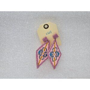 Ciel Handmade Pink & Multicolor Beaded Geometric Drop Earrings For Women